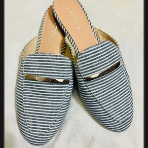 NAUTICA blue & white striped mules